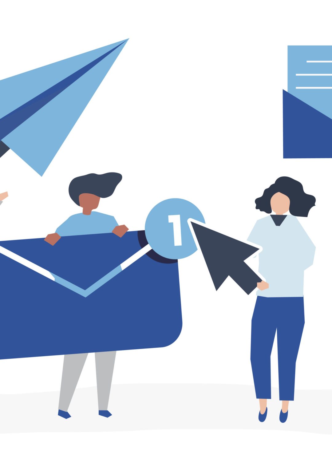 Character illustration of people with internet message icons